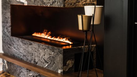 Modern design for home fireplace.