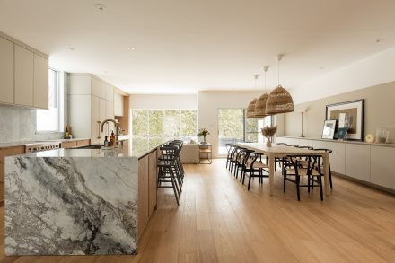 Magnificent counter and natural light featured.